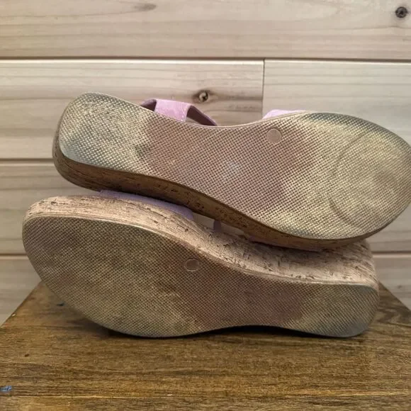 Sundance Size 40 (9) Pink Leather Suede Cork Wedge Platform Sandal Shoes - Picture 4 of 7